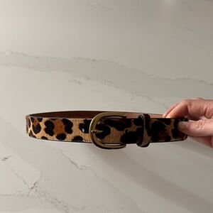 J. Crew Leopard Print Belt with Gold Buckle